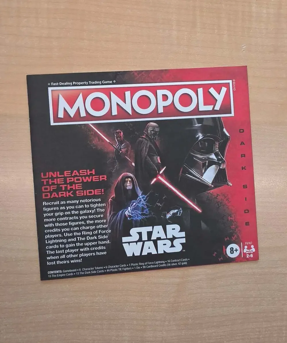 Monopoly Star Wars Dark Side Edition Board Game New Open Box!